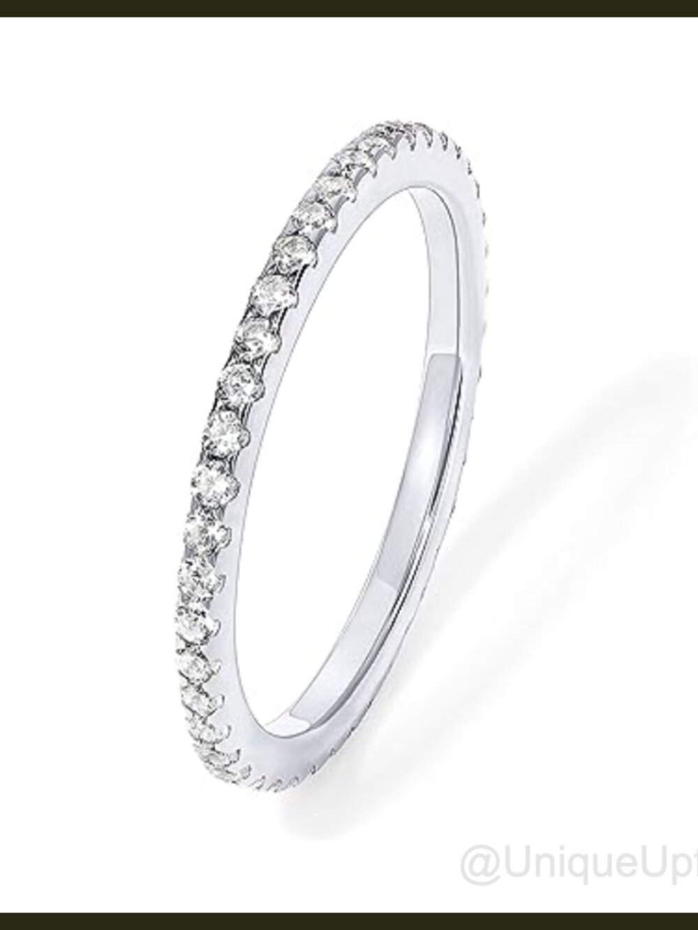 925 Sterling Silver Wedding Band 14K Gold Plated CZ Eternity Ring